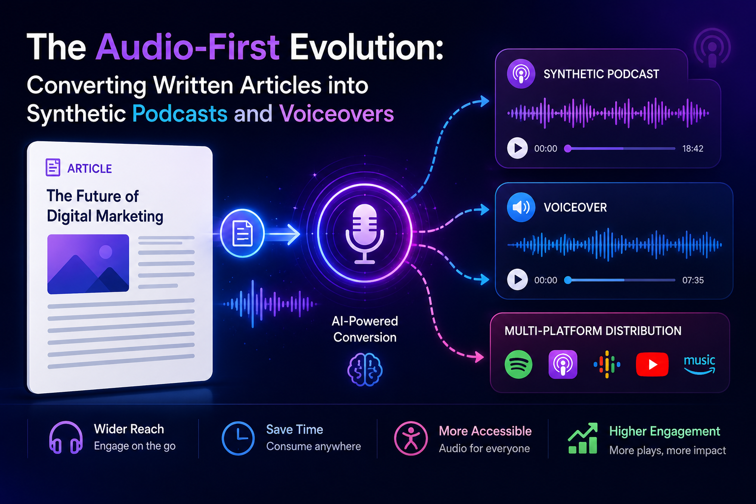The Audio-First Evolution: Converting Written Articles into Synthetic Podcasts and Voiceovers